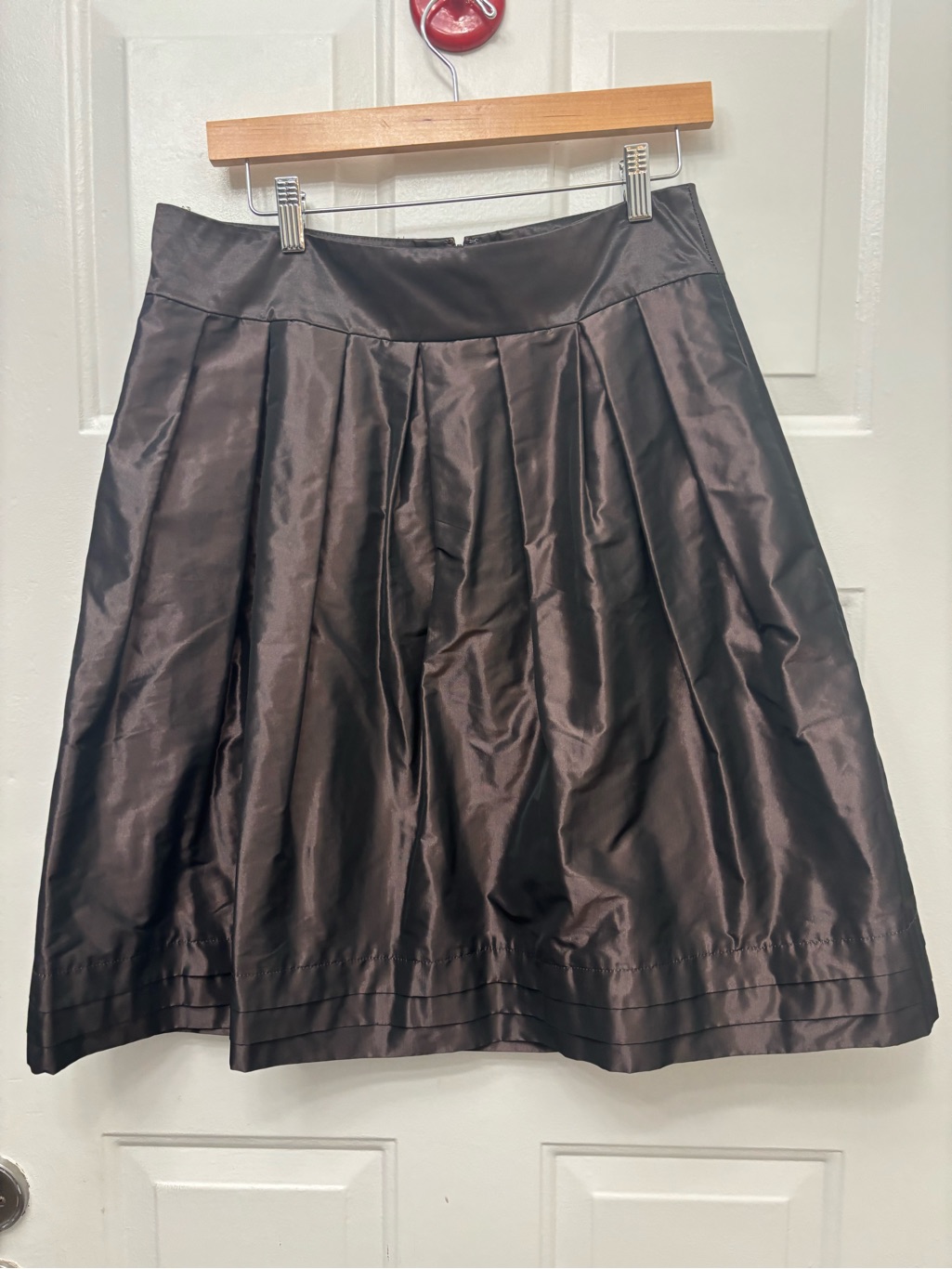 Banana Republic Black Satin Pleated A-Line Skirt
